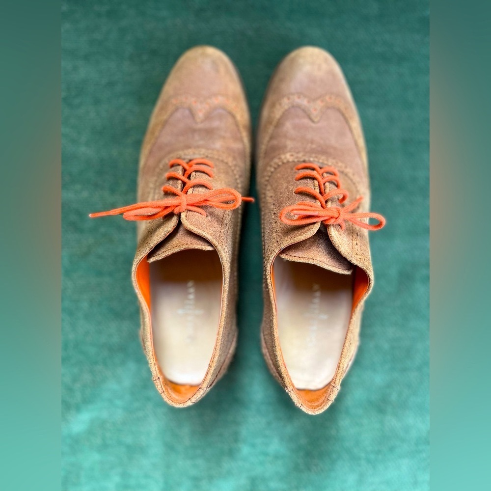 Cole Haan Alisa Oxford Women’s 8 B Brown Orange Leather Wingtip Loafer Shoes